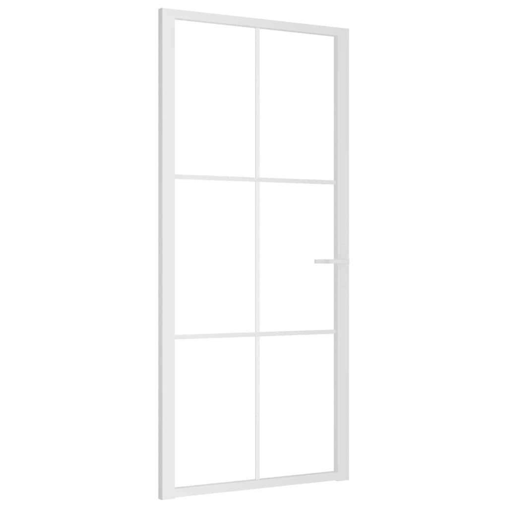 Porta Interna 93x201,5 cm Bianca in Vetro ESG e Alluminio 350574