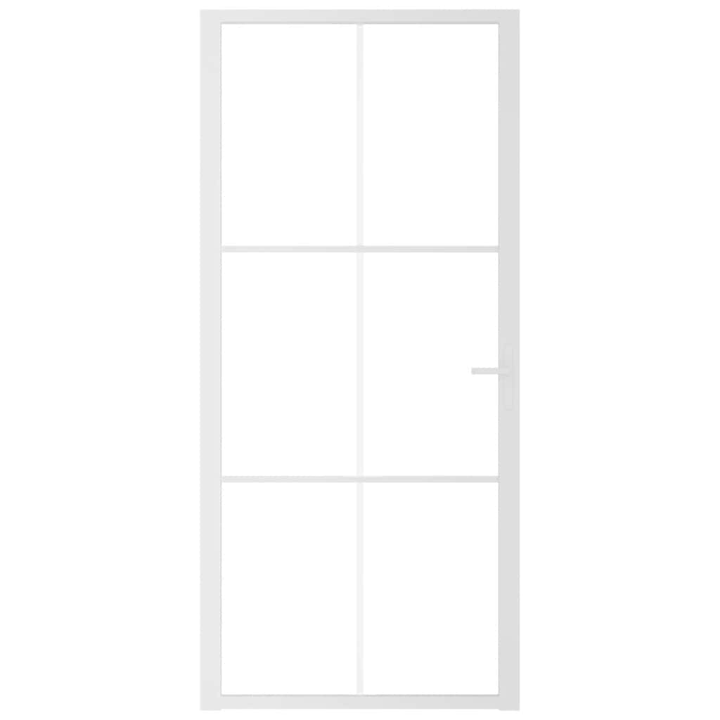 Porta Interna 93x201,5 cm Bianca in Vetro ESG e Alluminio 350574