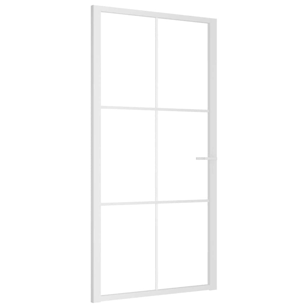 Porta Interna 102,5x201,5 cm Bianca in Vetro ESG e Alluminio cod mxl 66579