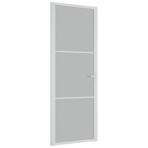 Porta Interna 76x201,5 cm Bianco Opaco Vetro e Alluminio 350576