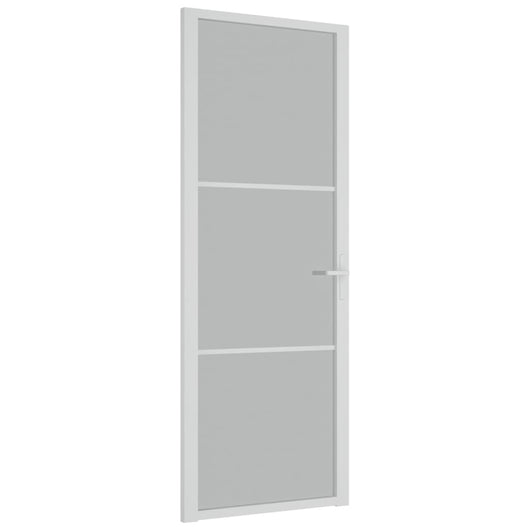 Porta Interna 76x201,5 cm Bianco Opaco Vetro e Alluminio 350576