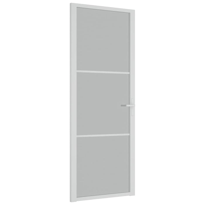 Porta Interna 76x201,5 cm Bianco Opaco Vetro e Alluminio 350576