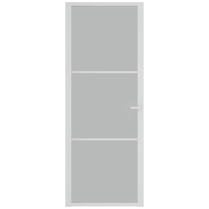 Porta Interna 76x201,5 cm Bianco Opaco Vetro e Alluminiocod mxl 129539