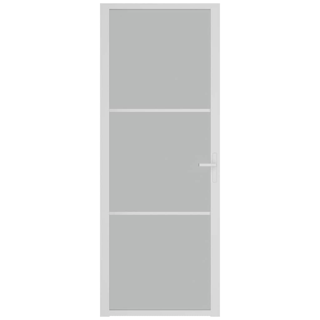 Porta Interna 76x201,5 cm Bianco Opaco Vetro e Alluminio 350576