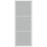 Porta Interna 76x201,5 cm Bianco Opaco Vetro e Alluminio 350576