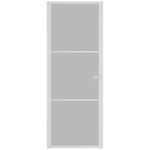 Porta Interna 76x201,5 cm Bianco Opaco Vetro e Alluminio 350576