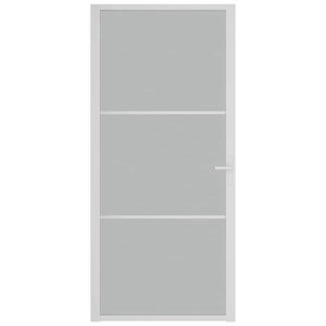 Porta Interna 93x201,5 cm Bianco Opaco Vetro e Alluminio cod mxl 67211