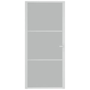 Porta Interna 93x201,5 cm Bianco Opaco Vetro e Alluminio 350578