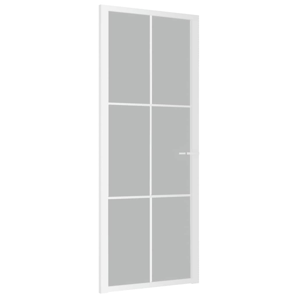 Porta Interna 83x201,5 cm Bianco Opaco Vetro e Alluminio cod mxl 78124