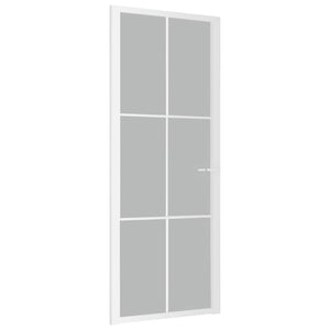 Porta Interna 83x201,5 cm Bianco Opaco Vetro e Alluminio cod mxl 78124