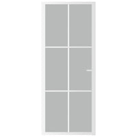 Porta Interna 83x201,5 cm Bianco Opaco Vetro e Alluminio 350581