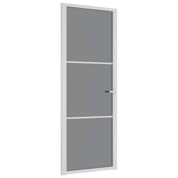 Porta Interna 76x201,5 cm Bianca in Vetro ESG e Alluminio 350584
