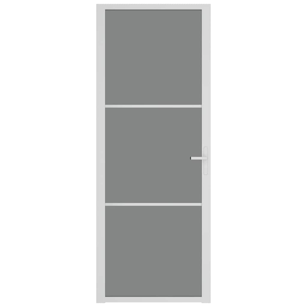 Porta Interna 76x201,5 cm Bianca in Vetro ESG e Alluminio 350584