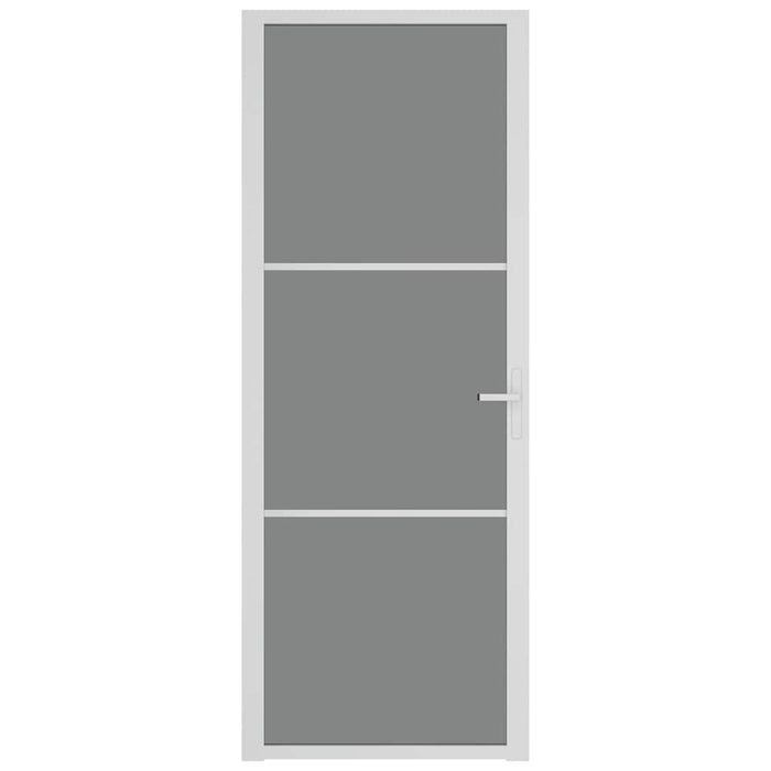 Porta Interna 76x201,5 cm Bianca in Vetro ESG e Alluminio 350584