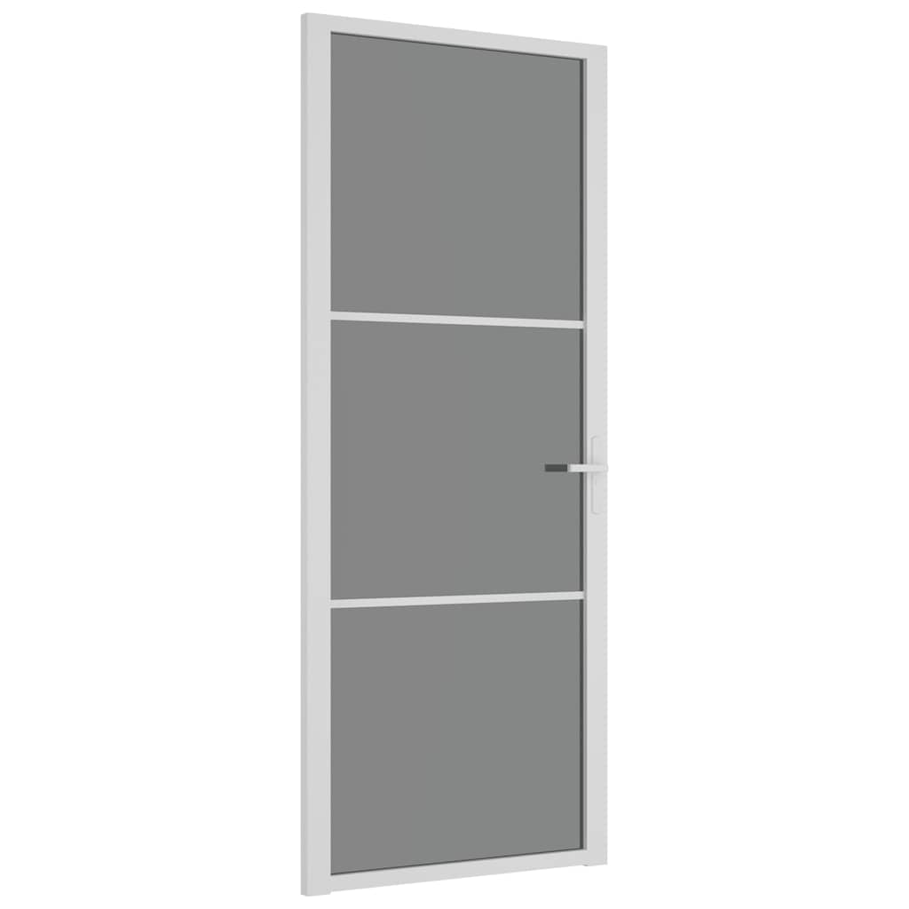 Porta Interna 83x201,5 cm Bianca in Vetro ESG e Alluminio cod mxl 62097