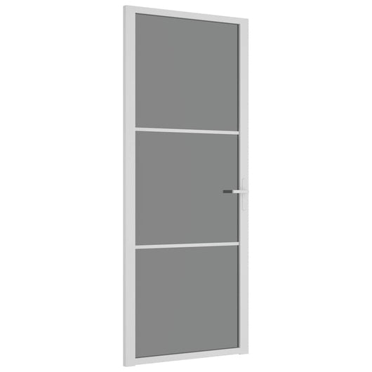 Porta Interna 83x201,5 cm Bianca in Vetro ESG e Alluminio cod mxl 62097