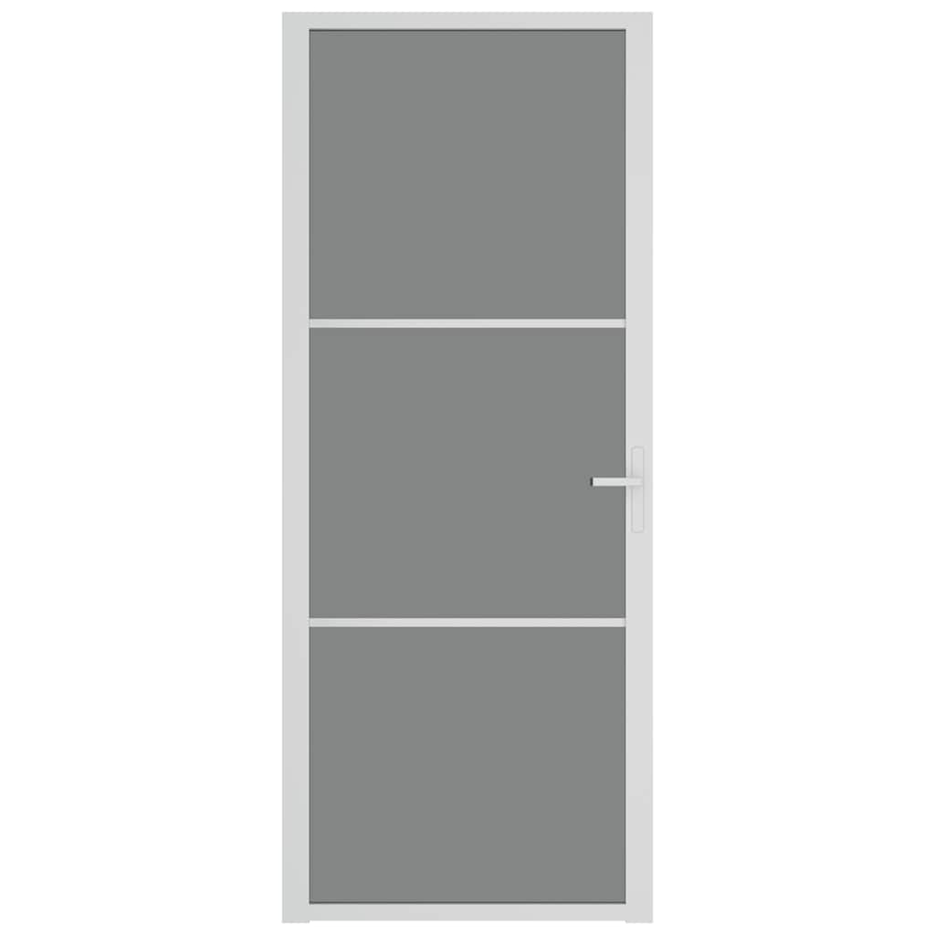 Porta Interna 83x201,5 cm Bianca in Vetro ESG e Alluminio cod mxl 62097