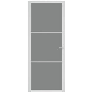 Porta Interna 83x201,5 cm Bianca in Vetro ESG e Alluminio 350585