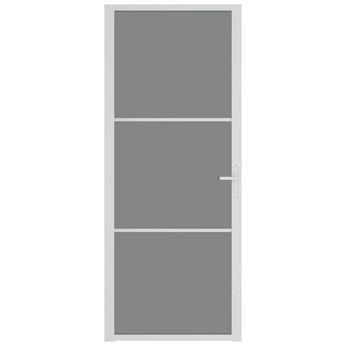 Porta Interna 83x201,5 cm Bianca in Vetro ESG e Alluminio 350585