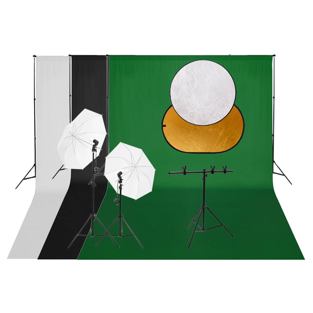 Kit per studio fotografico con fondale luminoso e riflettore nero 02_0042455
