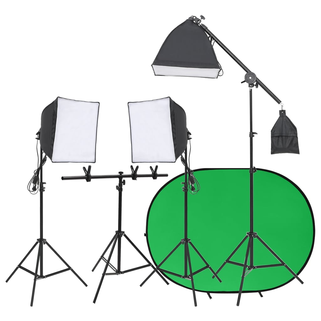 Kit per studio fotografico con illuminazione e schermo con sfondo nero 02_0042438