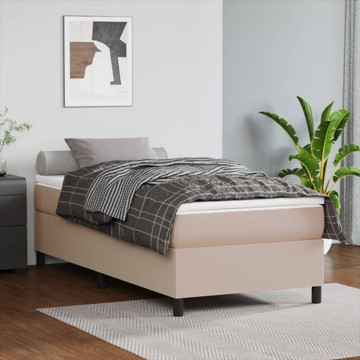 Giroletto a Molle con Materasso-Struttura Letto con Materasso Cappuccino 80x200 cm Similpelle 720643