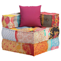 Pouf Modulare con Cuscino in Tessuto Patchwork