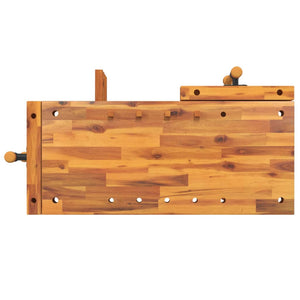 Banco da Lavoro con Morse 92x48x83 cm Legno Massello di Acacia cod mxl 14943
