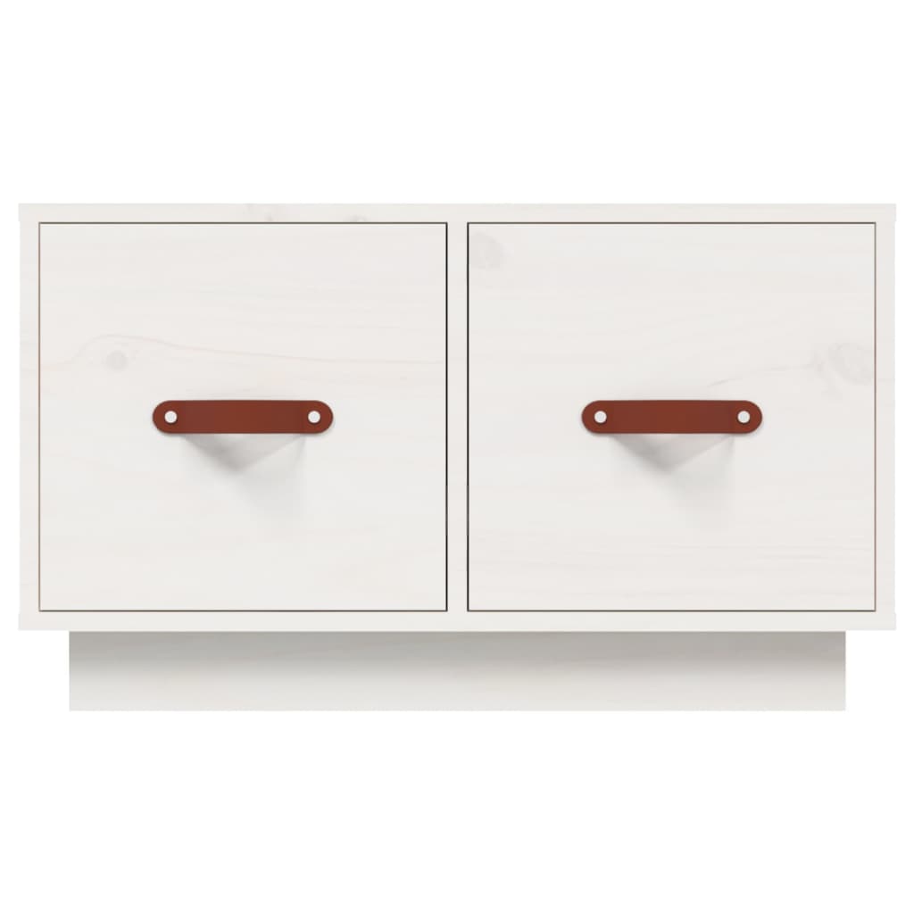 Tavolino da Salotto Bianco 60x53x35 cm Legno Massello di Pino 820967