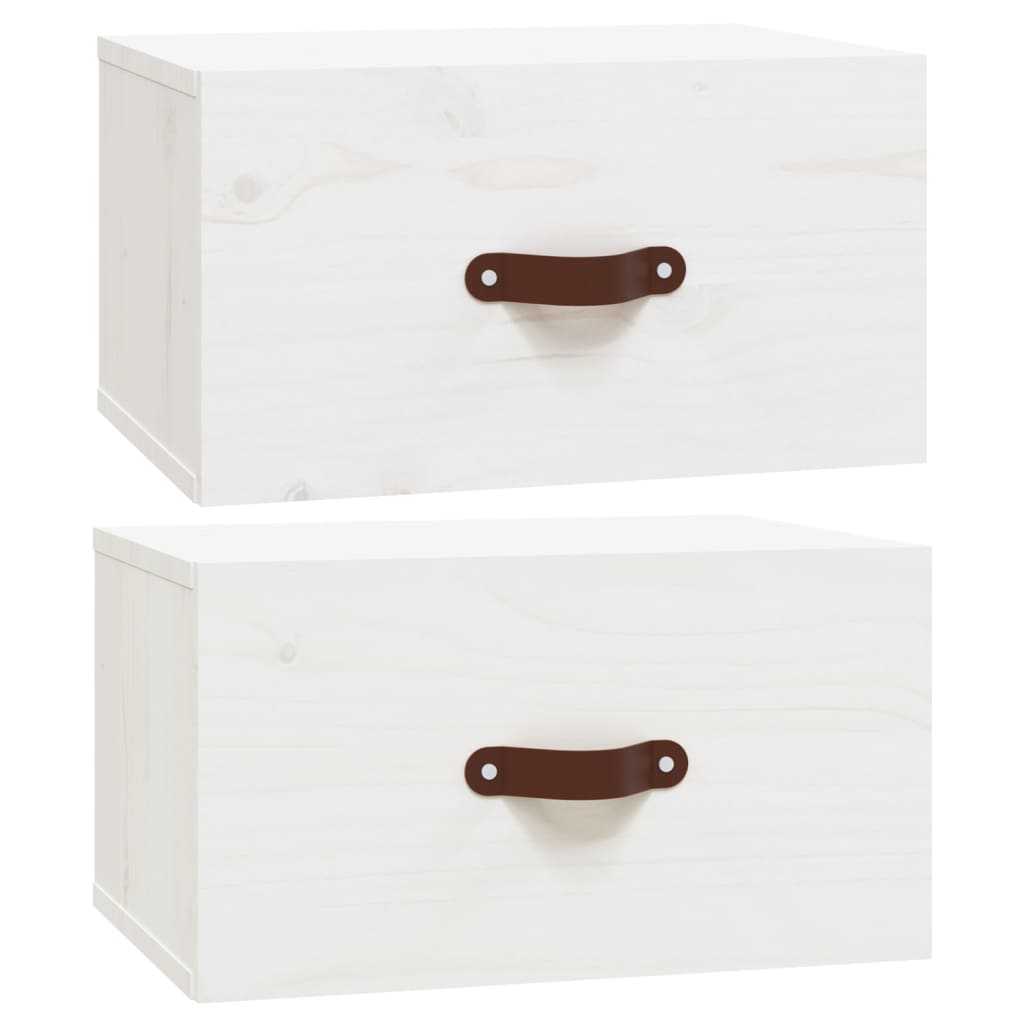 Comodini a Muro 2 pz-Set di 2 Tavolino da notte Bianchi 40x29,5x22 cm