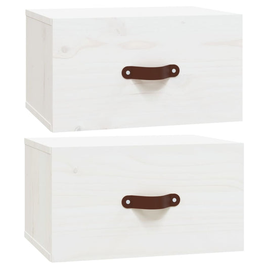 Comodini a Muro 2 pz-Set di 2 Tavolino da notte Bianchi 40x29,5x22 cm