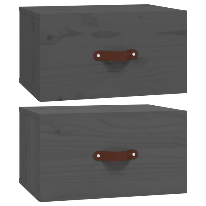Comodini a Muro 2 pz-Set di 2 Tavolino da notte Grigi 40x29,5x22 cm