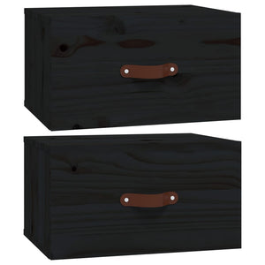 Comodini a Muro 2 pz-Set di 2 Tavolino da notte Neri 40x29,5x22 cm