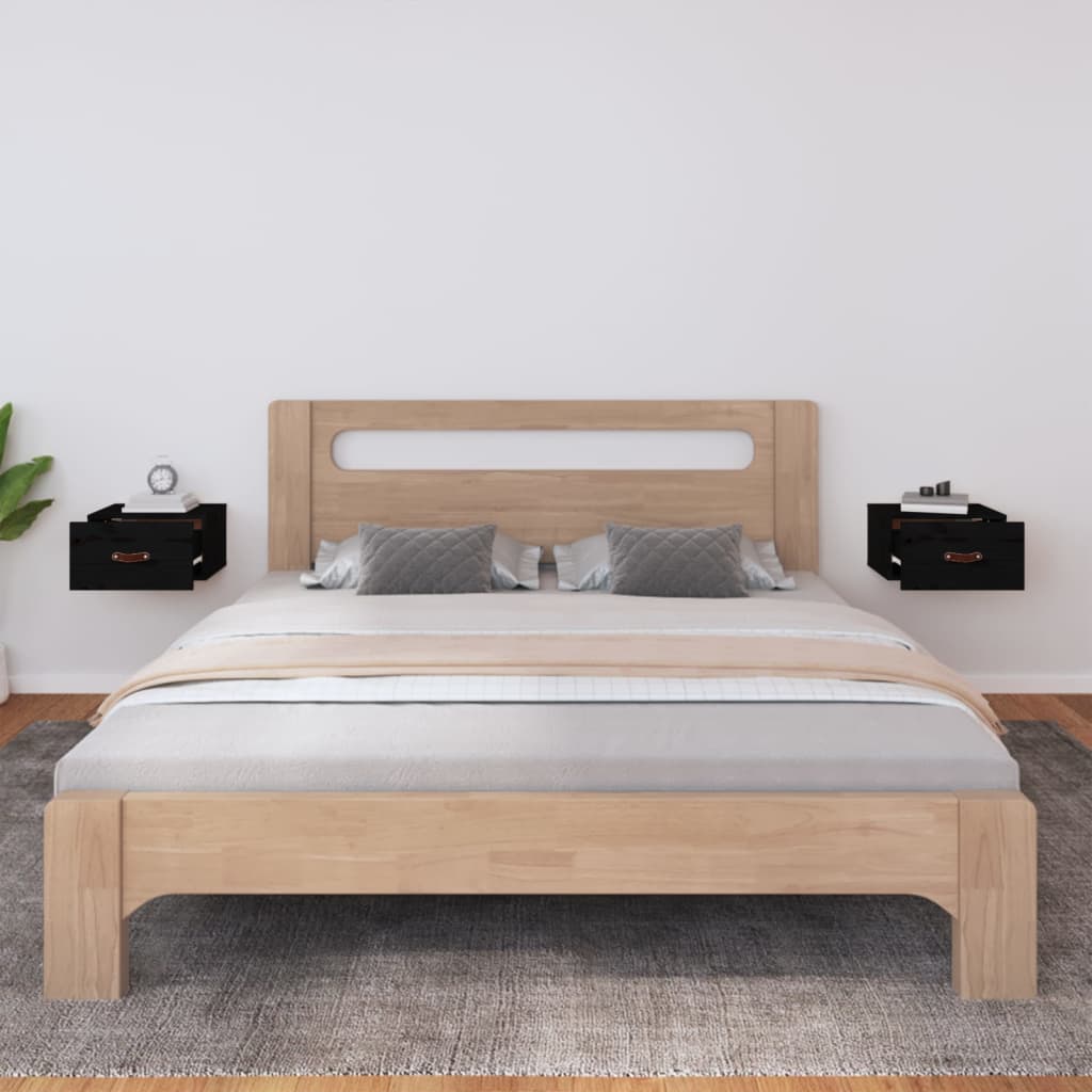 Comodini a Muro 2 pz-Set di 2 Tavolino da notte Neri 40x29,5x22 cm