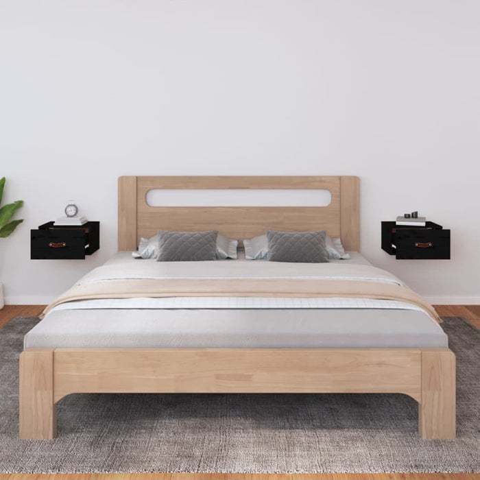 Comodini a Muro 2 pz-Set di 2 Tavolino da notte Neri 40x29,5x22 cm