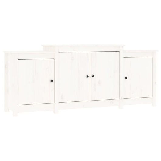 Credenza Bianca 164x37x68 cm in Legno Massello di Pino 821493
