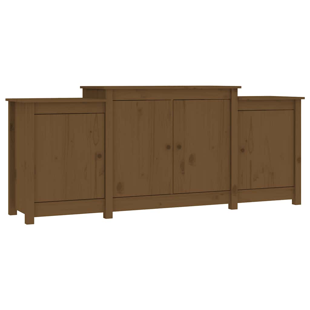 Credenza-Buffet-Armadio da cucina Marrone ambra 164x37x68 cm in Legno Massello di Pino