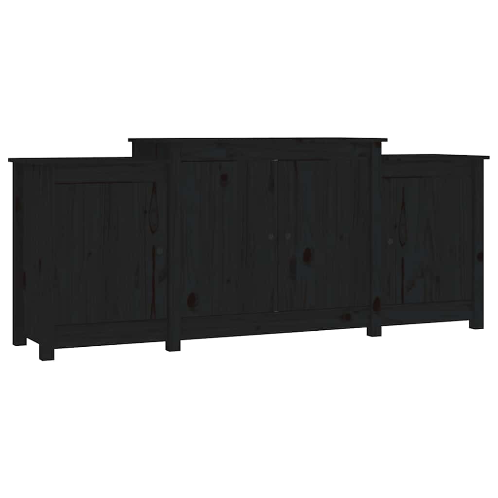 Credenza Nera 164x37x68 cm in Legno Massello di Pino 821496