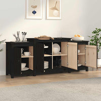 Credenza Nera 164x37x68 cm in Legno Massello di Pino 821496