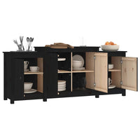 Credenza Nera 164x37x68 cm in Legno Massello di Pino 821496