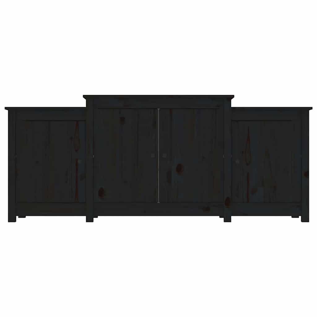 Credenza Nera 164x37x68 cm in Legno Massello di Pino 821496