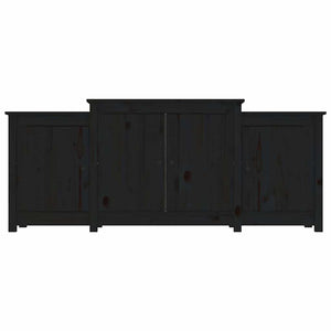 Credenza Nera 164x37x68 cm in Legno Massello di Pino 821496