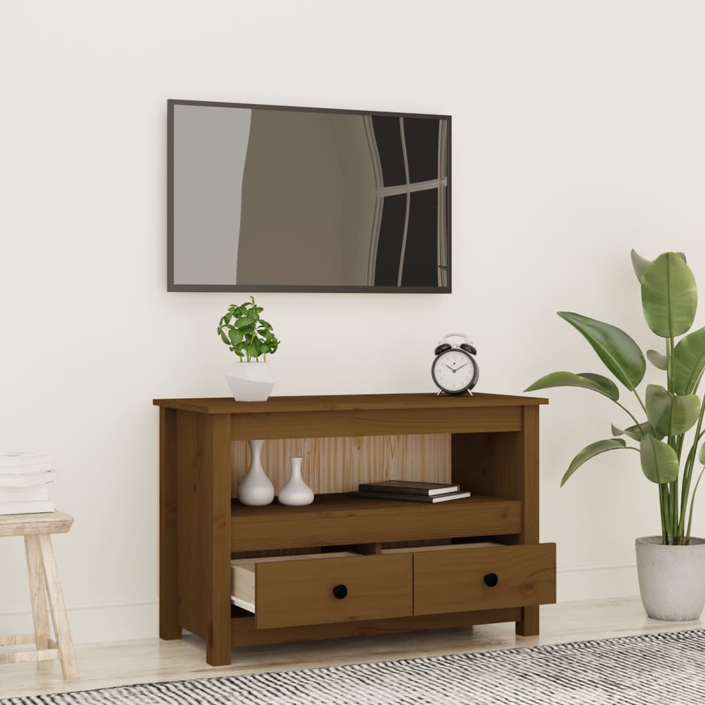 Mobile Porta TV-Mobile per TV-Credenza TV ambra 79x35x52 cm in Legno Massello di Pino