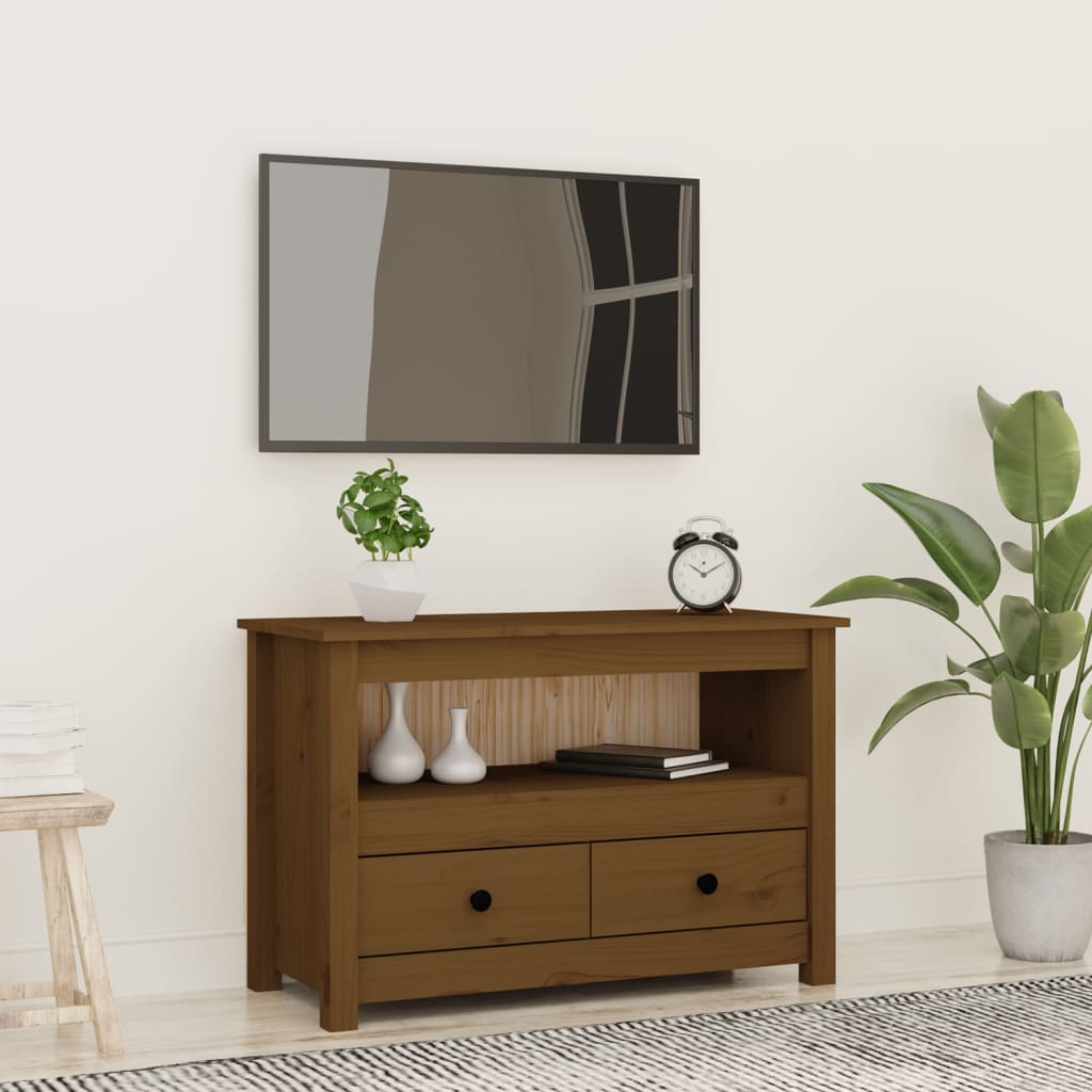 Mobile Porta TV-Mobile per TV-Credenza TV ambra 79x35x52 cm in Legno Massello di Pino