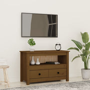 Mobile Porta TV-Mobile per TV-Credenza TV ambra 79x35x52 cm in Legno Massello di Pino