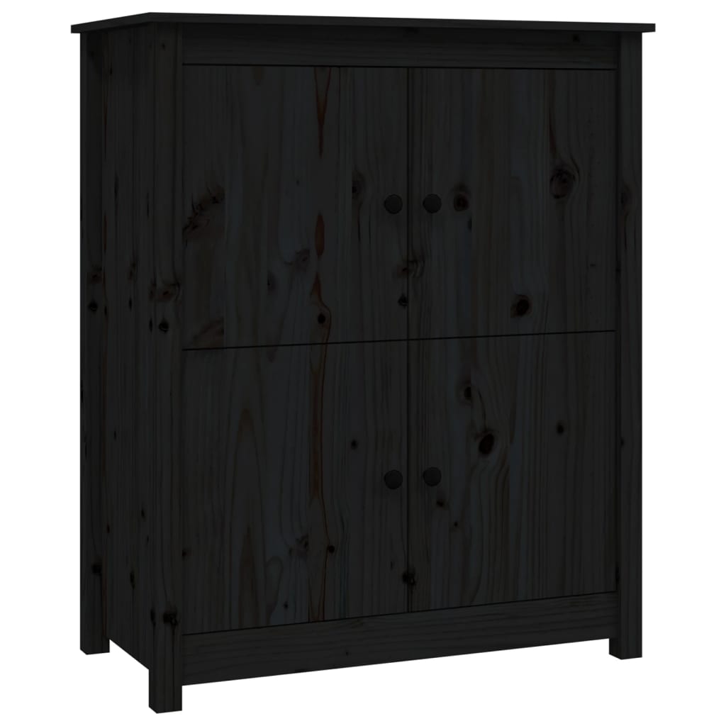 Credenza Nera 83x41,5x100 cm in Legno Massello di Pino 821511