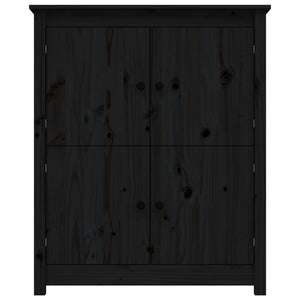 Credenza-Buffet-Armadio da cucina Nera 83x41,5x100 cm in Legno Massello di Pino 405317