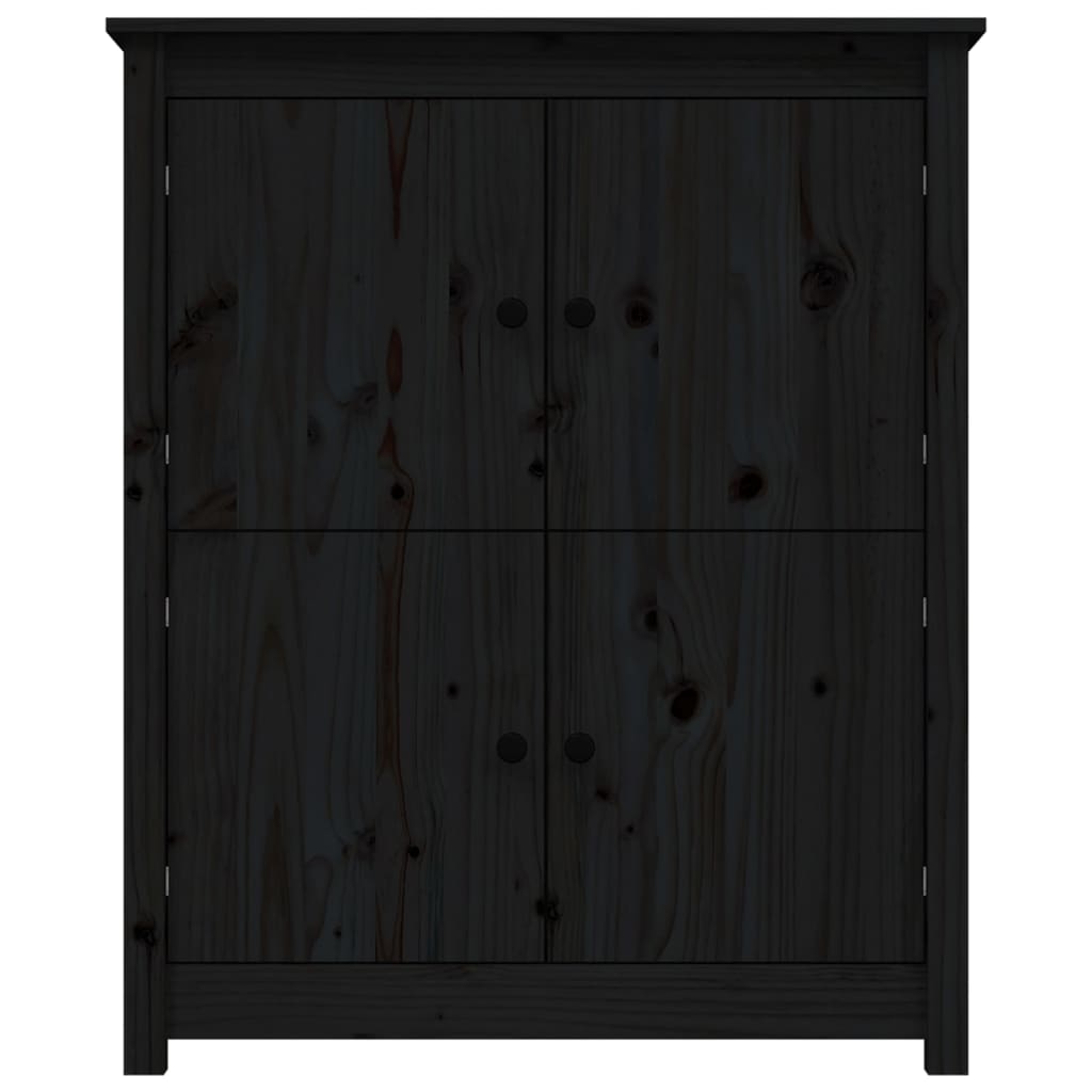 Credenza Nera 83x41,5x100 cm in Legno Massello di Pino 821511