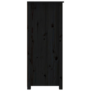 Credenza-Buffet-Armadio da cucina Nera 83x41,5x100 cm in Legno Massello di Pino 405317