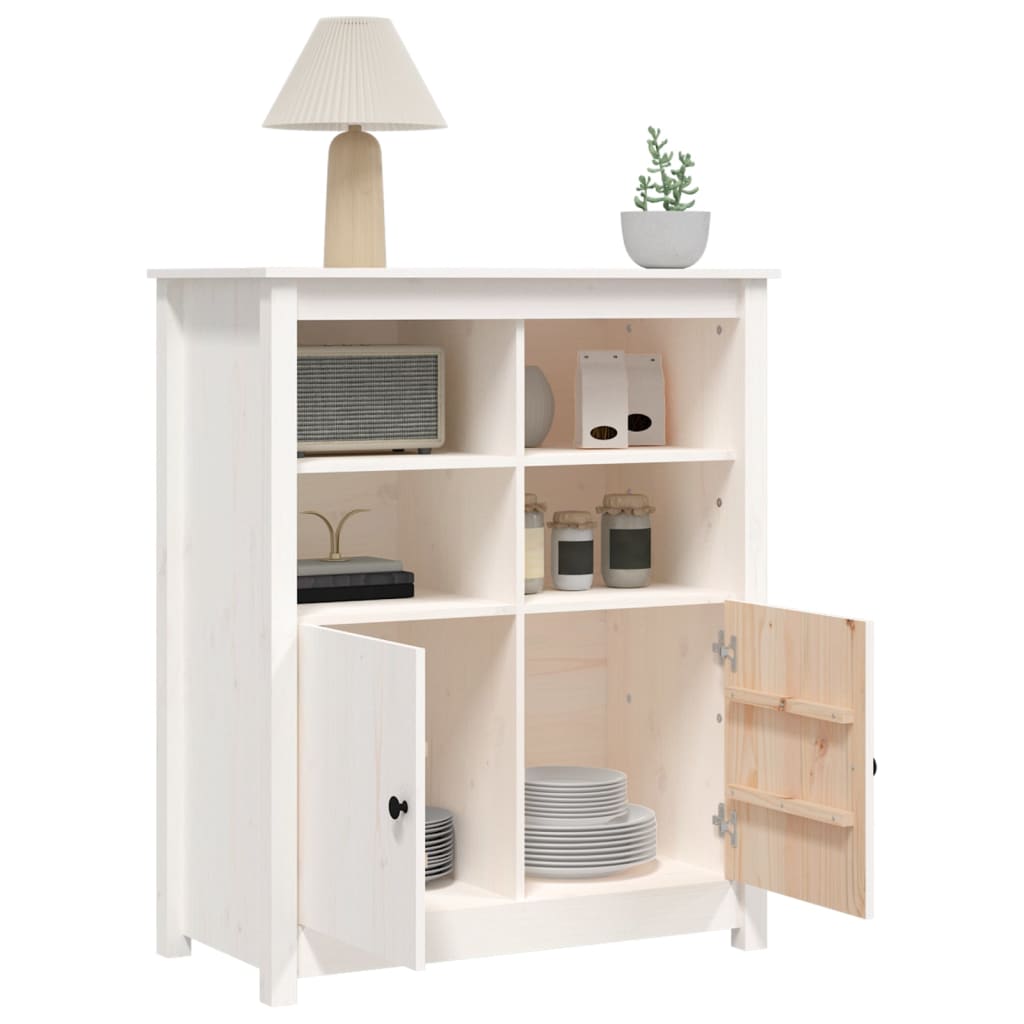 Credenza Bianca 83x41,5x100 cm in Legno Massello di Pino 821513